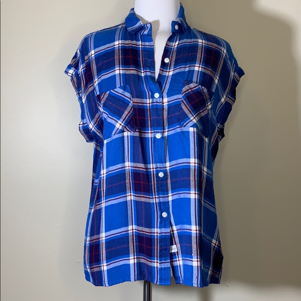 RAILS Britt Santorini Plaid Cap Sleeve Shirt S